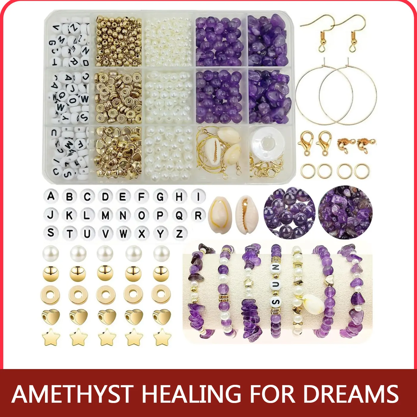 335PCS Jewelry Making Supplies Kit Natural Stone Beads Amethyst Bracelet Findings Components Gemstones Pearl Art Kits Adults
335PCS Jewelry Making Supplies Kit Natural Stone Beads Amethyst Bracelet Findings Components Gemstones Pearl Art Kits Adults