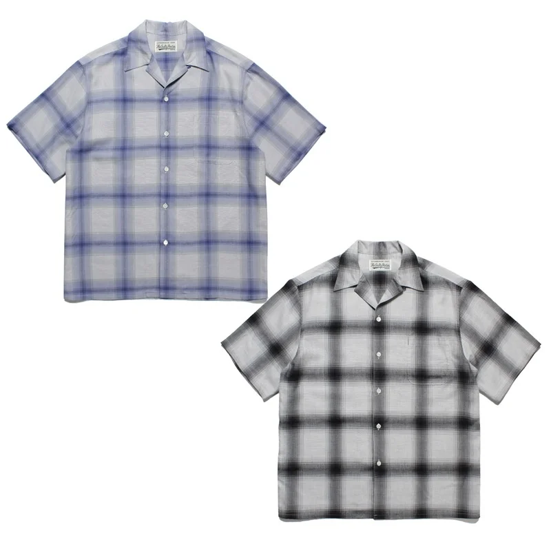 Summer Cuban Neck Blue Black WACKO MARIA Check Plaid Digital Print Mens Womens Loose Hawaiian Short Sleeve Shirt
Summer Cuban Neck Blue Black WACKO MARIA Check Plaid Digital Print Mens Womens Loose Hawaiian Short Sleeve Shirt