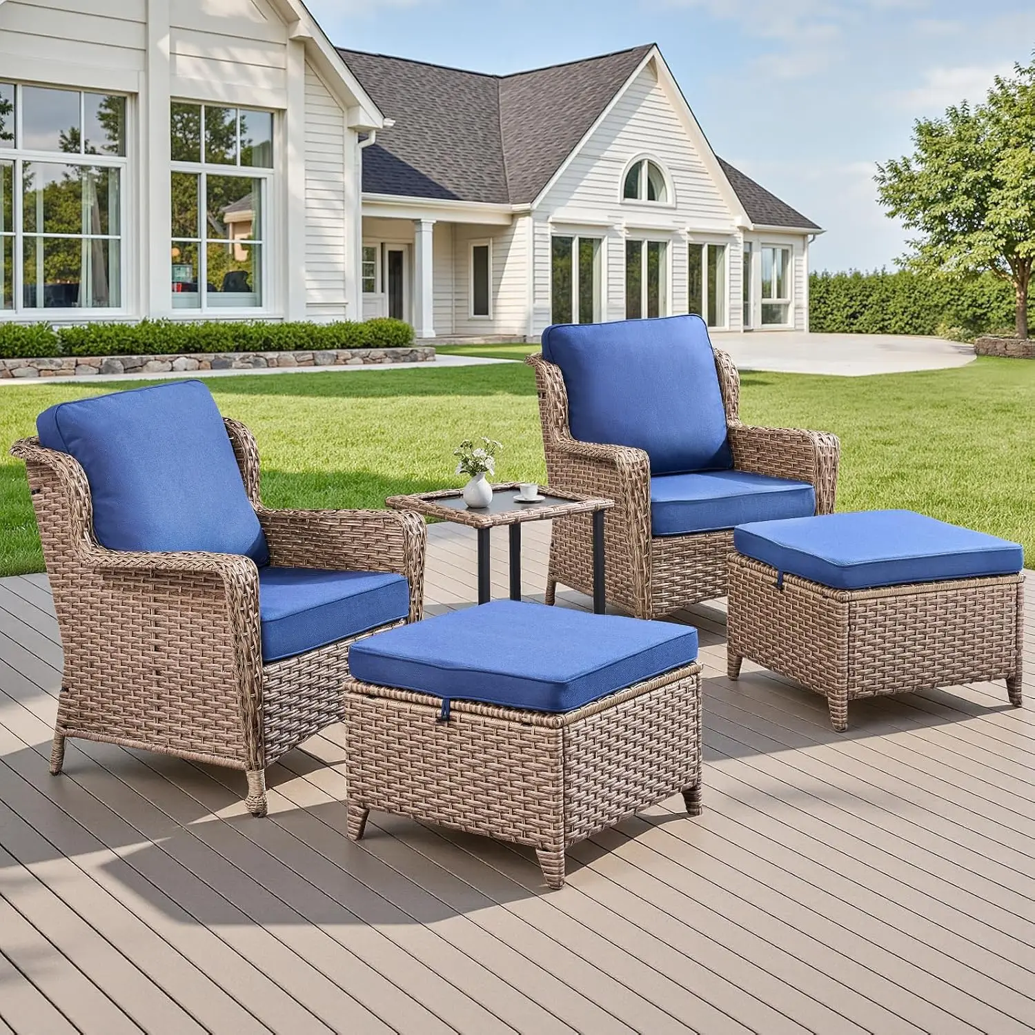 5 Pieces All-Weather Wicker Patio Furnitures Set with High Back Patio Chairs, Garden Furniture Sets
5 Pieces All-Weather Wicker Patio Furnitures Set with High Back Patio Chairs, Garden Furniture Sets