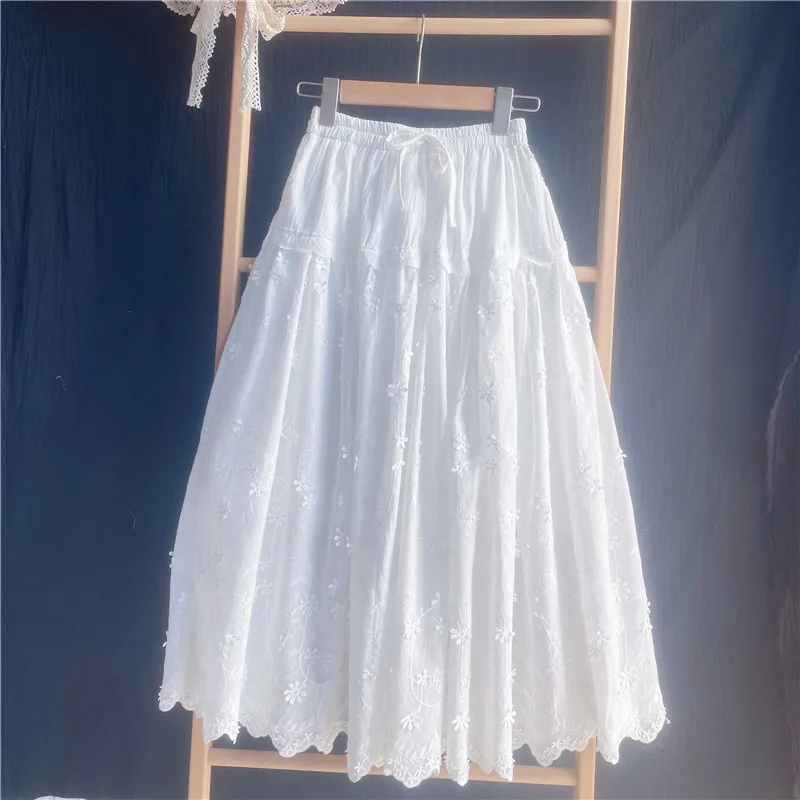 Slimming Effect Pure Cotton Lace Trim 3D Skirt Elastic Waist Embroidered Women's Midi Skirt A-Line Silhouette Spring Summer
Slimming Effect Pure Cotton Lace Trim 3D Skirt Elastic Waist Embroidered Women's Midi Skirt A-Line Silhouette Spring Summer