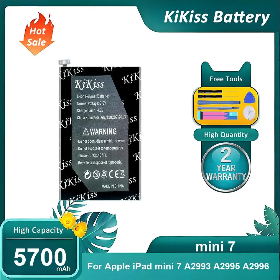 KiKiss Battery For Apple iPad mini 7 A2993 A2995 A2996,mini 7,5700mAh
KiKiss Battery For Apple iPad mini 7 A2993 A2995 A2996,mini 7,5700mAh