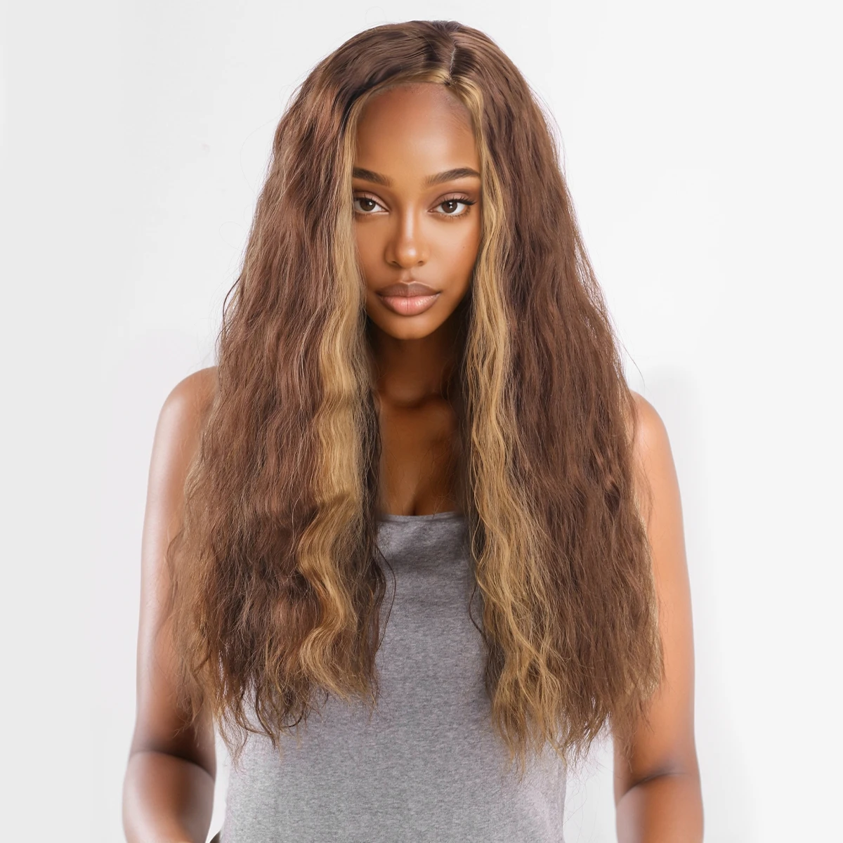 European and American Cross-Border Full-Head Wig for Women, Hand-Knitted, Middle-Parted, Brown, Fashionable Long Curly Hair, Syn
European and American Cross-Border Full-Head Wig for Women, Hand-Knitted, Middle-Parted, Brown, Fashionable Long Curly Hair, Syn