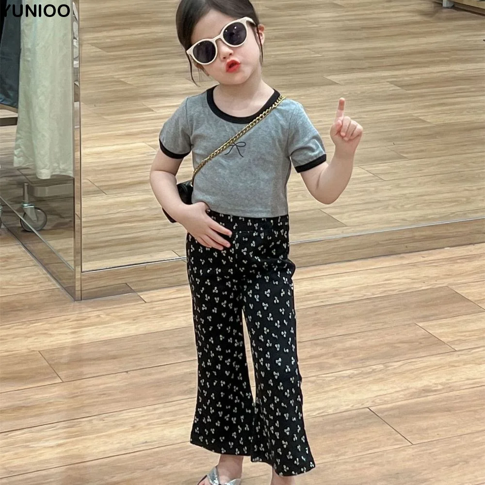 Elegant Wide Leg Pants Children Sports Set Bow Letter T-shirt Pants Wear Suit Teenagers Loose Girls Clothes Set Students
Elegant Wide Leg Pants Children Sports Set Bow Letter T-shirt Pants Wear Suit Teenagers Loose Girls Clothes Set Students