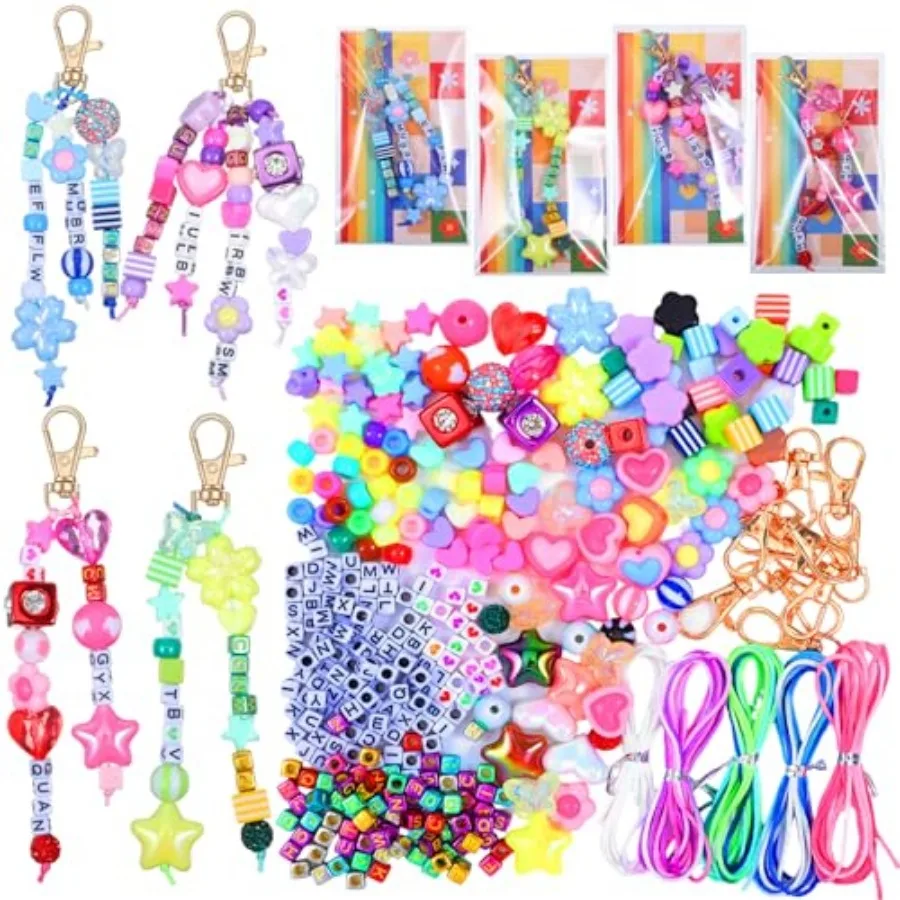 68Pcs Beads Keychain Making Kit, Acrylic Colorful Letter Star Smile Bow Football Baseball DIY Supplies, Beaded Keychain and Bag
68Pcs Beads Keychain Making Kit, Acrylic Colorful Letter Star Smile Bow Football Baseball DIY Supplies, Beaded Keychain and Bag