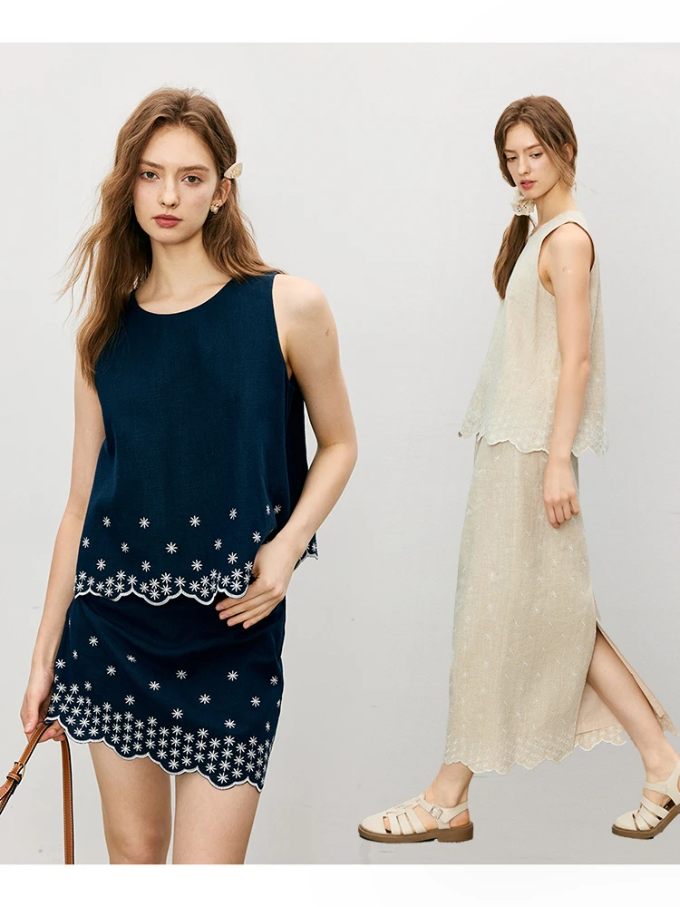 Elegant Cotton Linen Embroidery Set Loose Sleeveless Vest Top Half Skirt Fashionable Cool Women's Summer Outfit Two-Piece Set
Elegant Cotton Linen Embroidery Set Loose Sleeveless Vest Top Half Skirt Fashionable Cool Women's Summer Outfit Two-Piece Set