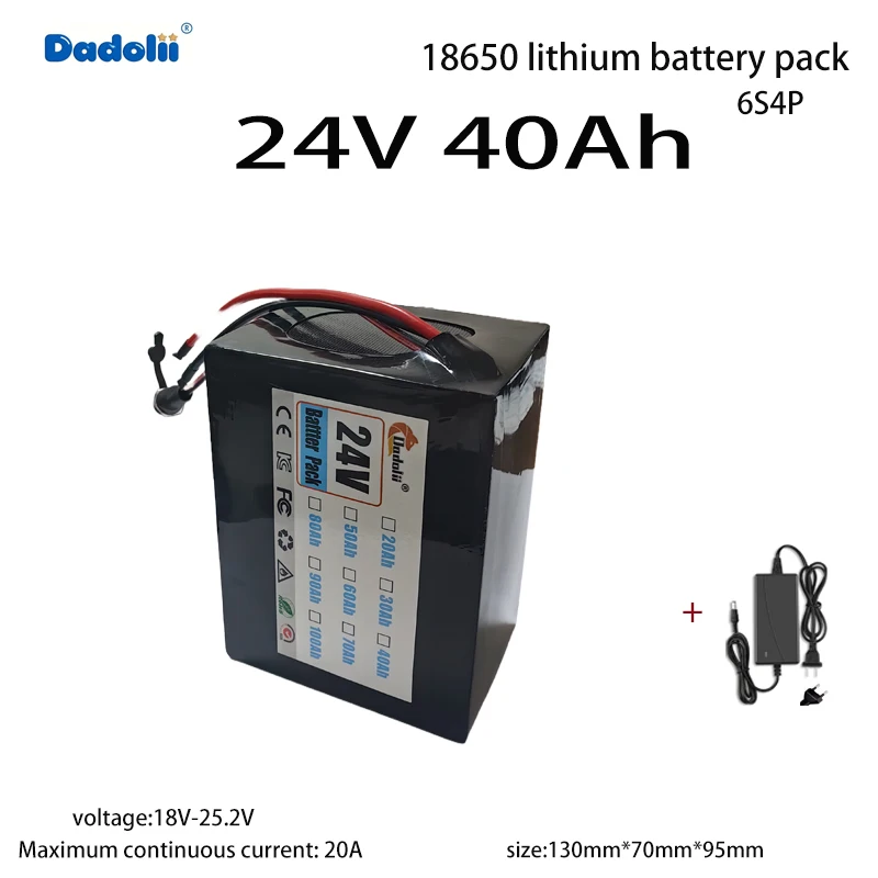 6S4P 25.2V 18650 ternary lithium battery pack, with a capacity of 40Ah, adopts new battery cells, featuring strong power and l
6S4P 25.2V 18650 ternary lithium battery pack, with a capacity of 40Ah, adopts new battery cells, featuring strong power and l