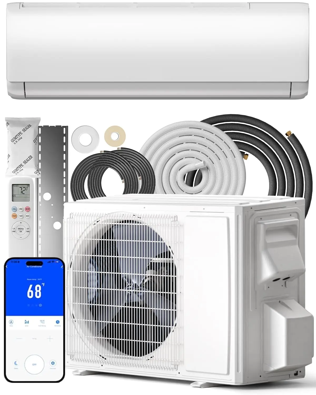 9000BTU Mini Split AC/Heating System 22 SEER2 115V Cools 550SqFt Quiet Wifi Remote Install Kit Compatible Alexa, Custom
9000BTU Mini Split AC/Heating System 22 SEER2 115V Cools 550SqFt Quiet Wifi Remote Install Kit Compatible Alexa, Custom