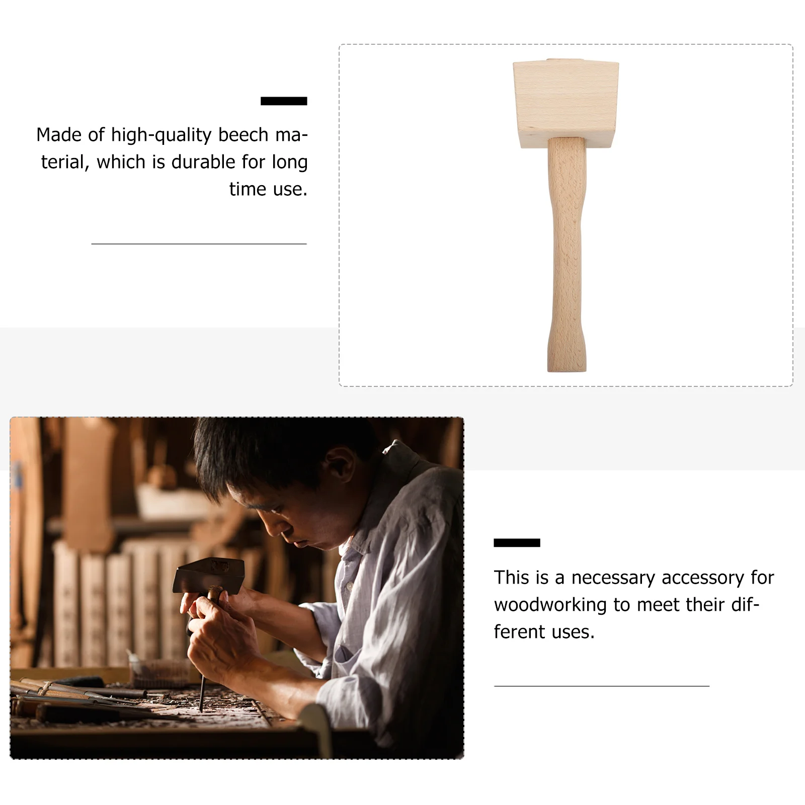 Carpenter Wood Hammer Solid Beech Construction for Precision Ideal Woodworking Carving Mallet Tool Accessory
Carpenter Wood Hammer Solid Beech Construction for Precision Ideal Woodworking Carving Mallet Tool Accessory