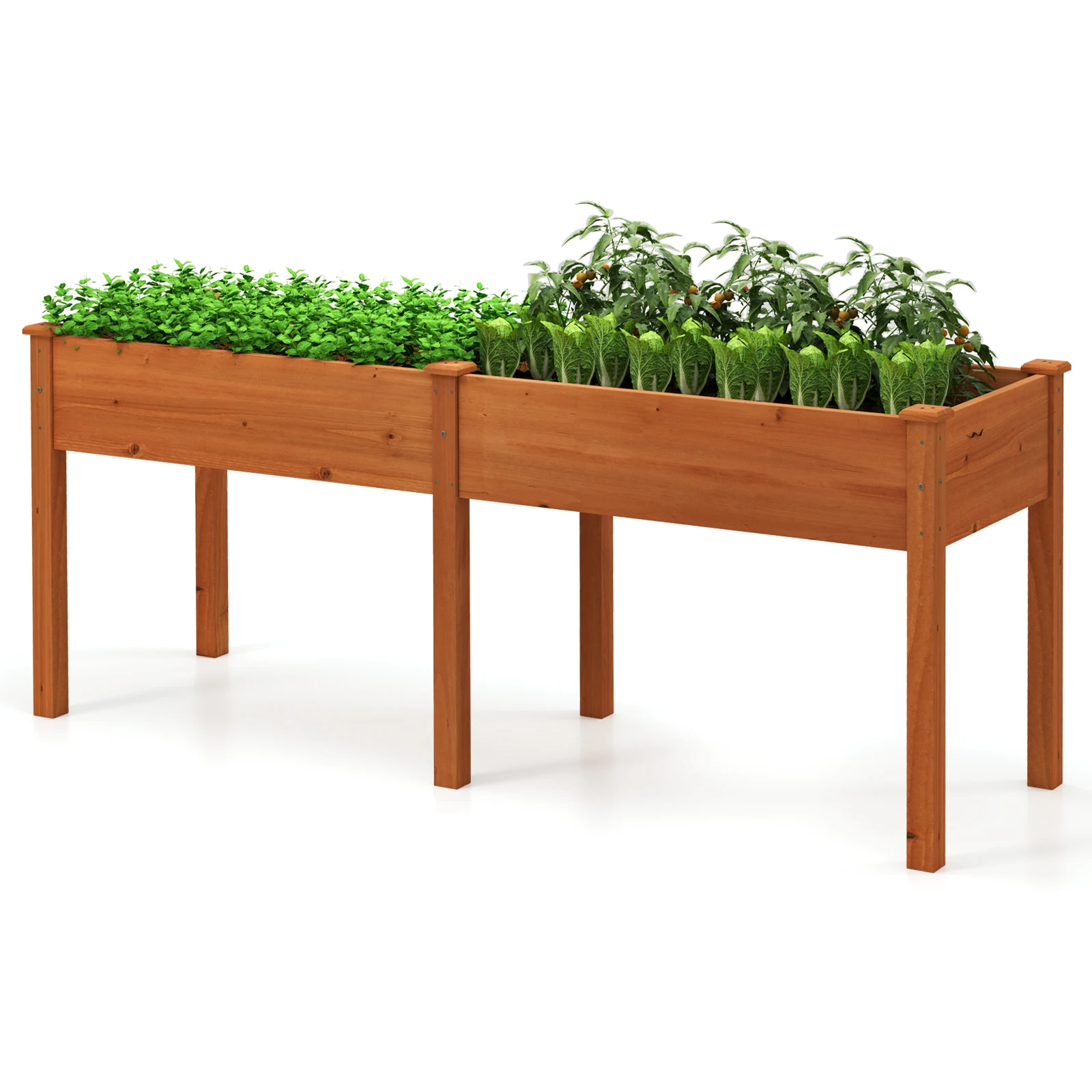 Outdoor Raised Garden Bed w/ Legs 73x23x30in Wood Planter Box w/ Divider Panel
Outdoor Raised Garden Bed w/ Legs 73x23x30in Wood Planter Box w/ Divider Panel