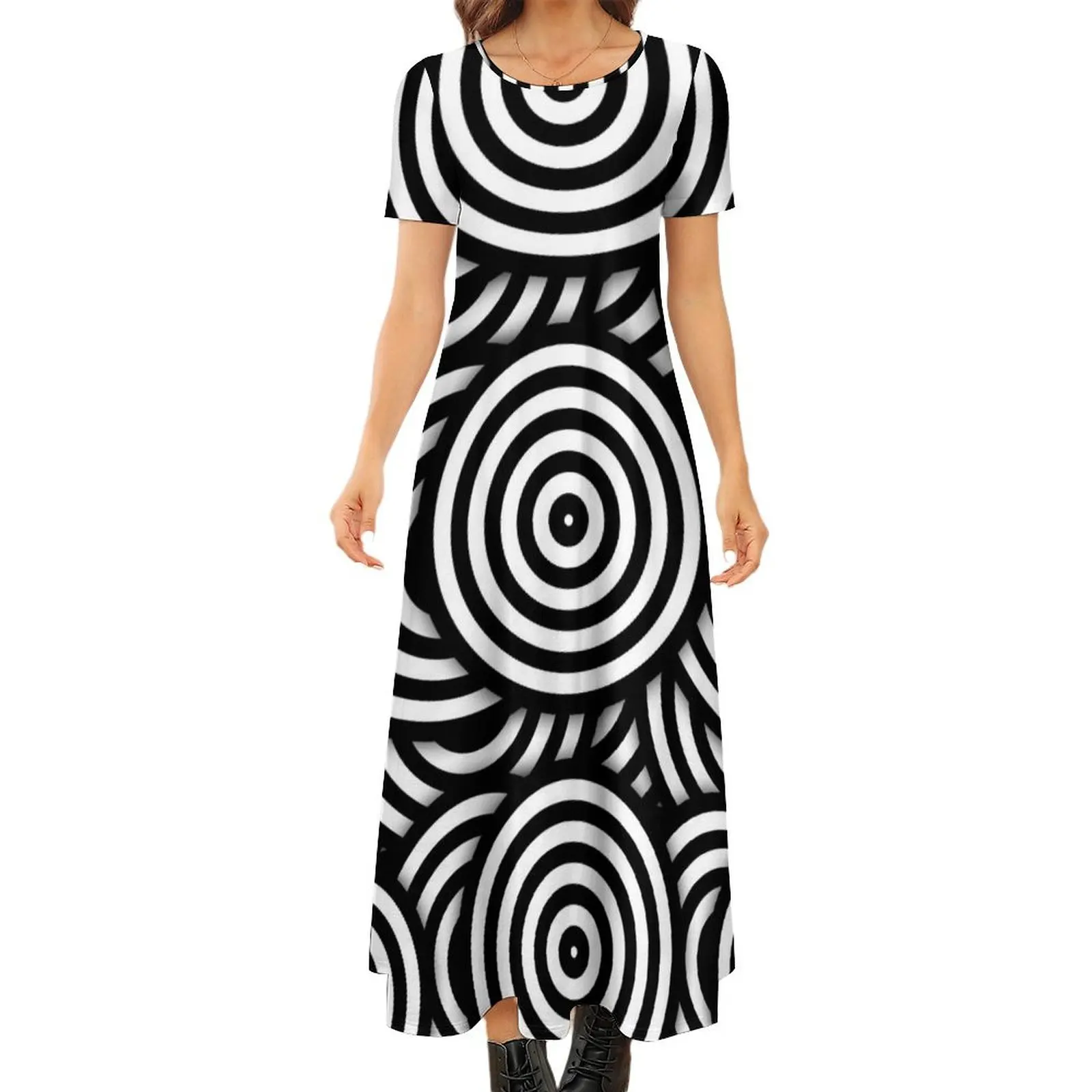 Retro Black White Circles Op Art Round Neck Short Sleeve Dress wedding dresses for parties dresses for official occasions
Retro Black White Circles Op Art Round Neck Short Sleeve Dress wedding dresses for parties dresses for official occasions