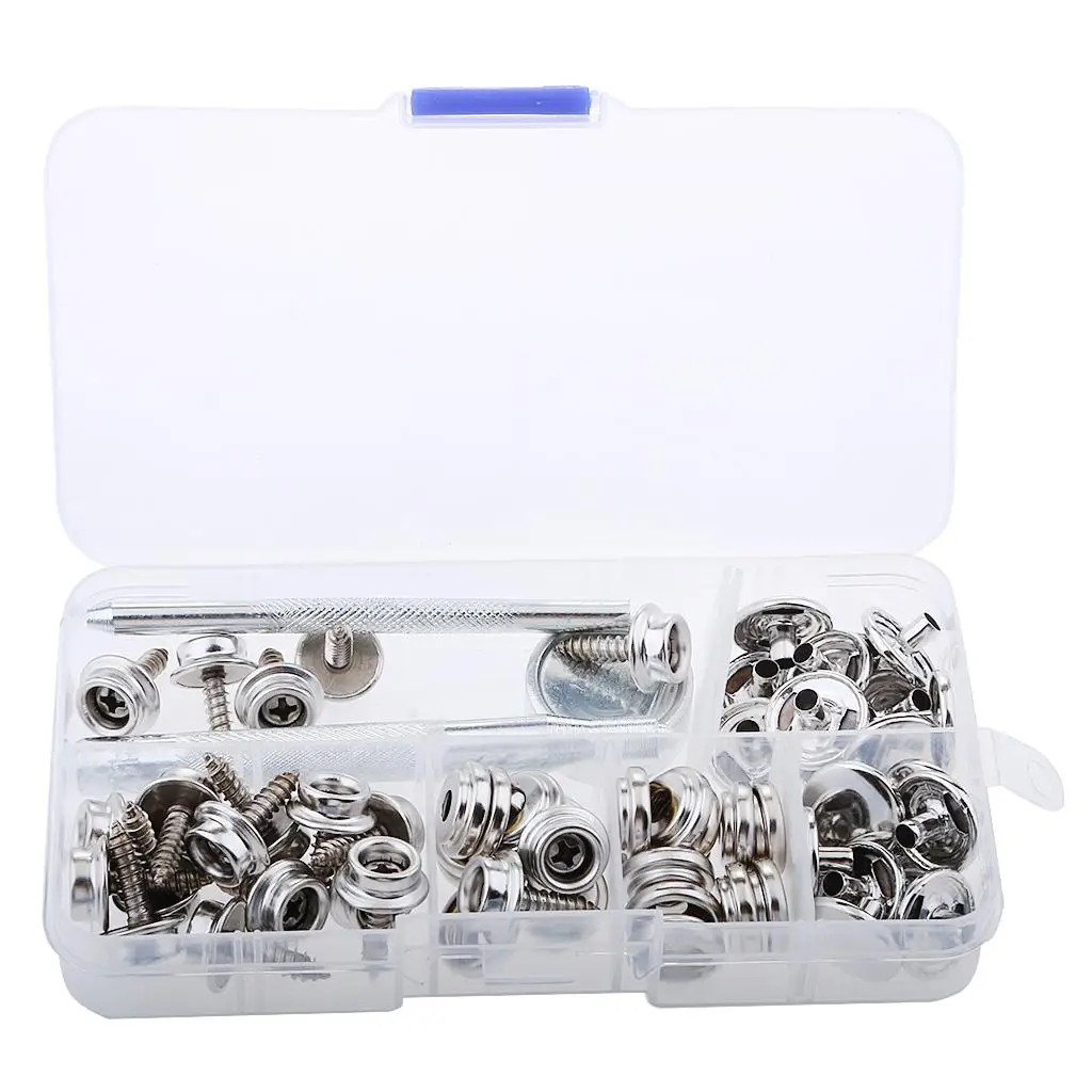 Boat Marine Canvas Fabric Snaps Fastener Repair Kit 63pcs for Waterproof Boat Cabinet and Tools
Boat Marine Canvas Fabric Snaps Fastener Repair Kit 63pcs for Waterproof Boat Cabinet and Tools