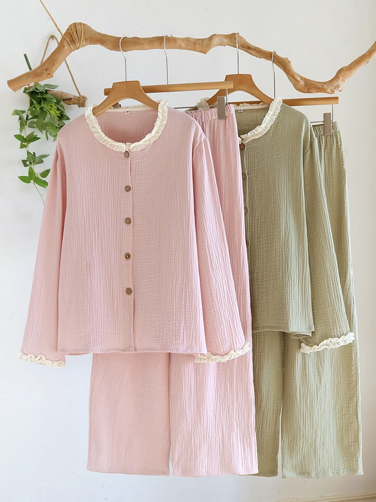 Sweet Lace Spwear Women's Double Layer Pure Cotton Gauze Spring Autumn Thin Long Sve round Ne Home Clothes Cotton E...
Sweet Lace Spwear Women's Double Layer Pure Cotton Gauze Spring Autumn Thin Long Sve round Ne Home Clothes Cotton E...
