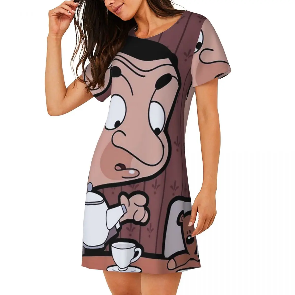 Custom Mr. Bean Cartoon Short Sleeves Nightdress For Sleeping Sleepshirts Women Short Sleeve Nightgowns Loose Pajama Dress
Custom Mr. Bean Cartoon Short Sleeves Nightdress For Sleeping Sleepshirts Women Short Sleeve Nightgowns Loose Pajama Dress