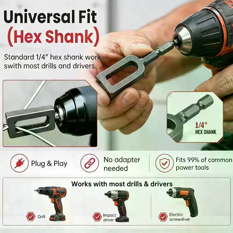 Electric Drill Wire Twisting Tool, Heavy Duty Wire Twister For Drill With 1/4" Hex Shank, Professional Wire Twisting Tool
Electric Drill Wire Twisting Tool, Heavy Duty Wire Twister For Drill With 1/4" Hex Shank, Professional Wire Twisting Tool