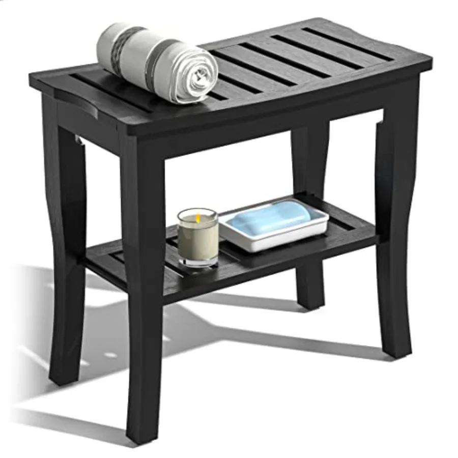 Bamboo Shower Bench and Stool Waterproof - Wood Shower Bench with Storage Shelf for Inside Shower Black
Bamboo Shower Bench and Stool Waterproof - Wood Shower Bench with Storage Shelf for Inside Shower Black