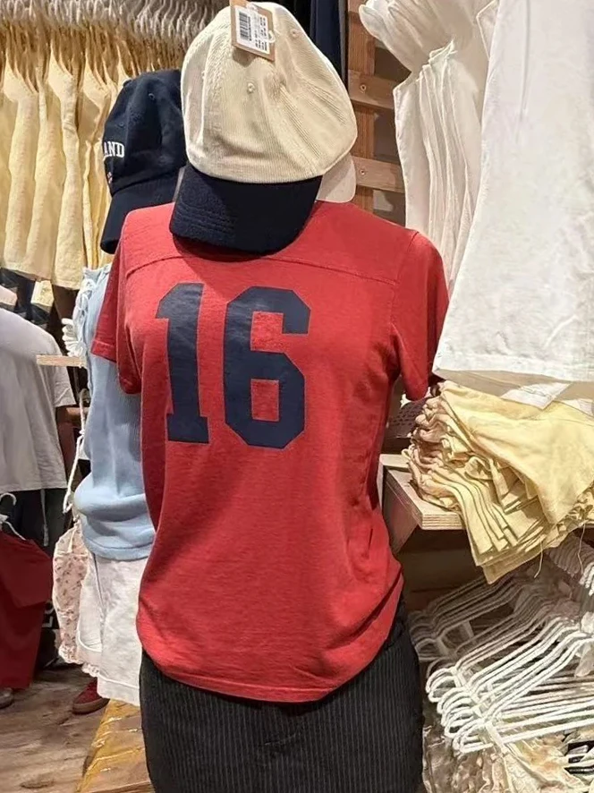 Navy 16 Print Slim T-shirts Woman Summer Round Neck Short Sleeve Cotton Tee Tops Female Red Vintage Streetwear Sweet Tshirt Y2k
Navy 16 Print Slim T-shirts Woman Summer Round Neck Short Sleeve Cotton Tee Tops Female Red Vintage Streetwear Sweet Tshirt Y2k