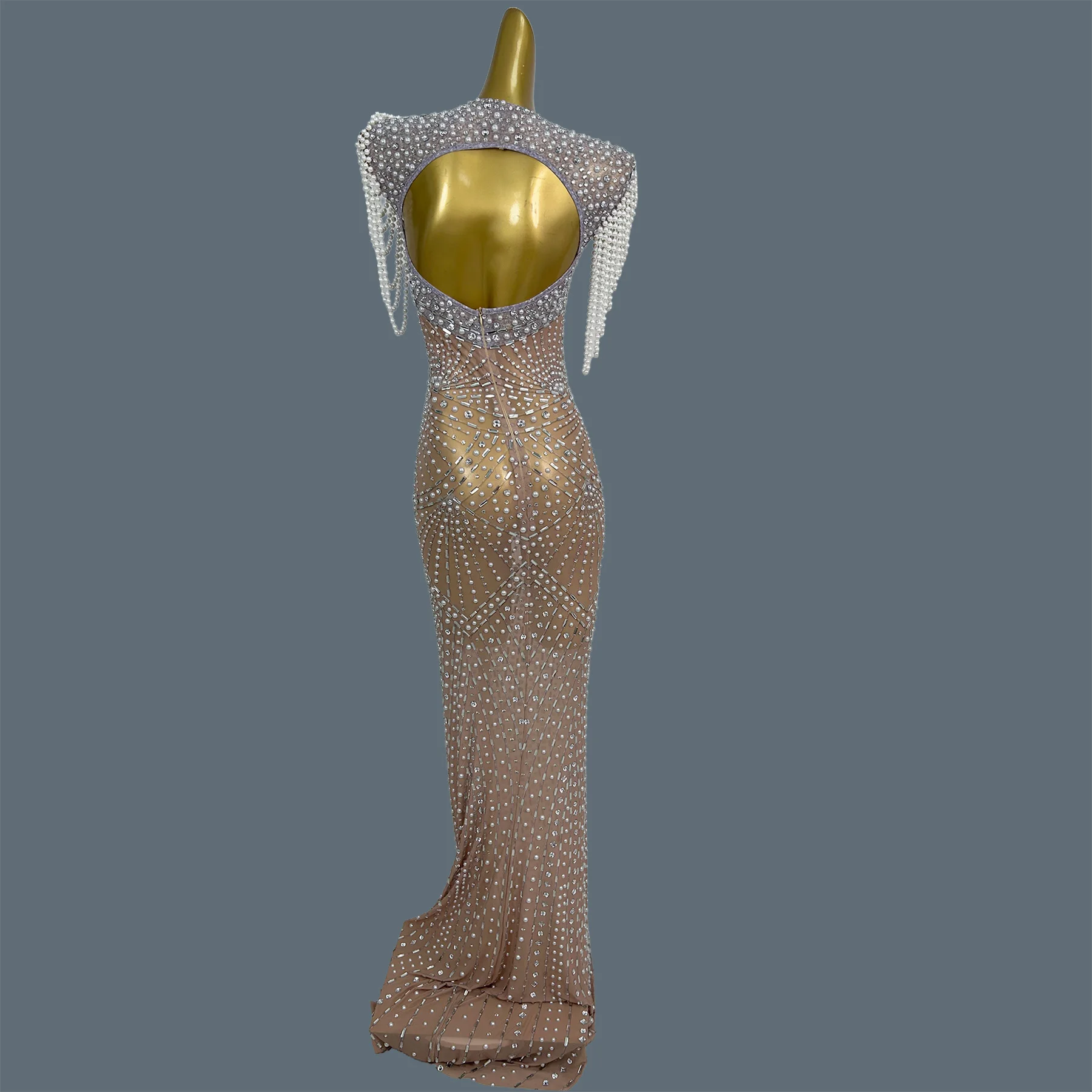 High-end Women White Pearls Tassel Evening Gown Sparkly Sexy Crystals Long Dress Prom Red Carpet Elegant Formal Dress Shengmu
High-end Women White Pearls Tassel Evening Gown Sparkly Sexy Crystals Long Dress Prom Red Carpet Elegant Formal Dress Shengmu