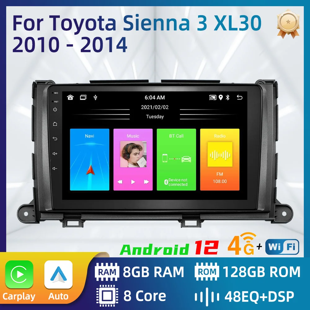 Car Radio for Toyota Sienna 3 XL30 2010 - 2014 2 Din Android Stereo Multimedia Player GPS Navigation Carplay Autoradio Head Unit 
Car Radio for Toyota Sienna 3 XL30 2010 - 2014 2 Din Android Stereo Multimedia Player GPS Navigation Carplay Autoradio Head Unit