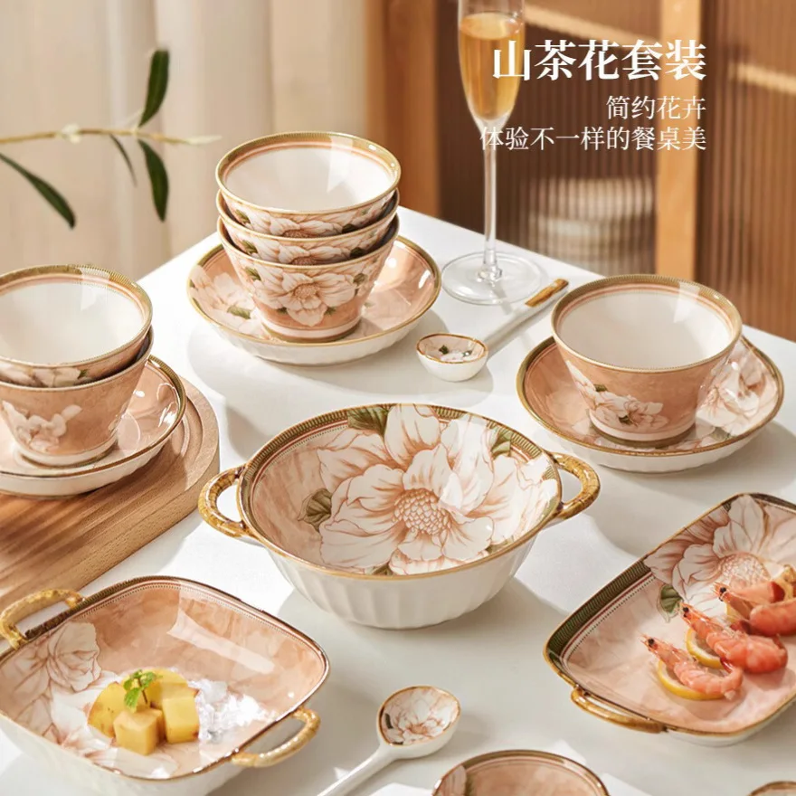 Japanese Style Camellia Dish High Aesthetic Underglaze Color Ceramic Tableware, Bowl And Chopstick Set, Tableware Gift
Japanese Style Camellia Dish High Aesthetic Underglaze Color Ceramic Tableware, Bowl And Chopstick Set, Tableware Gift