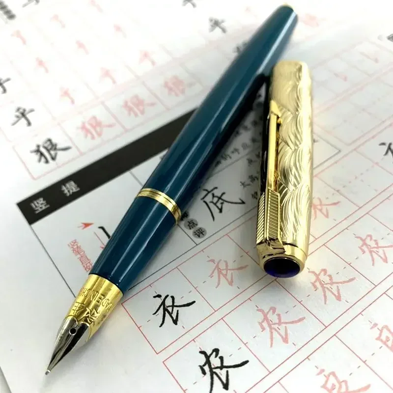 Golden Lid Wingsung 601A Ink Pens Vacuum Piston Fountain Pen Luxury Unique Double Blue Stone Design Writing Signature Gift
Golden Lid Wingsung 601A Ink Pens Vacuum Piston Fountain Pen Luxury Unique Double Blue Stone Design Writing Signature Gift