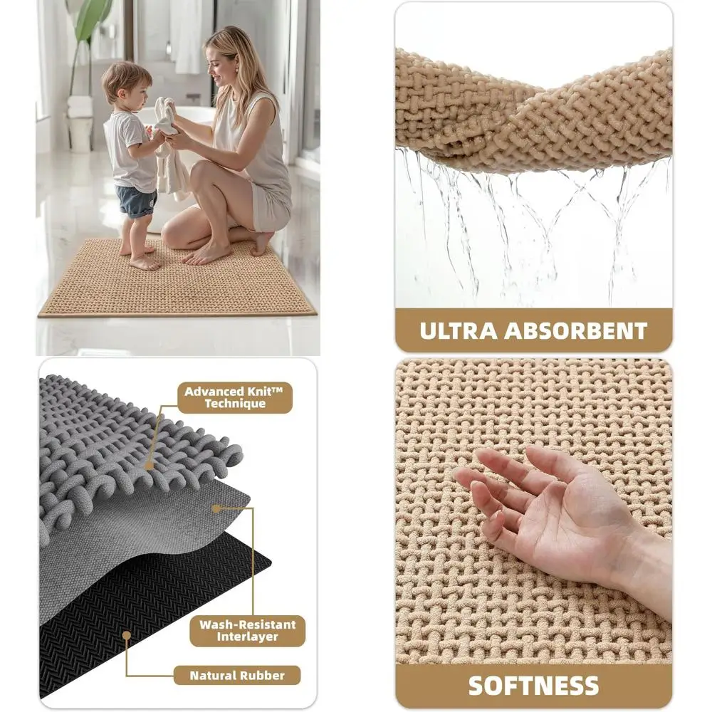 Нескользящий вафельный коврик для ванной, машинная стирка, мягкий впитывающий коврик из шенилла, 24x60, бежевый
Нескользящий вафельный коврик для ванной, машинная стирка, мягкий впитывающий коврик из шенилла, 24x60, бежевый