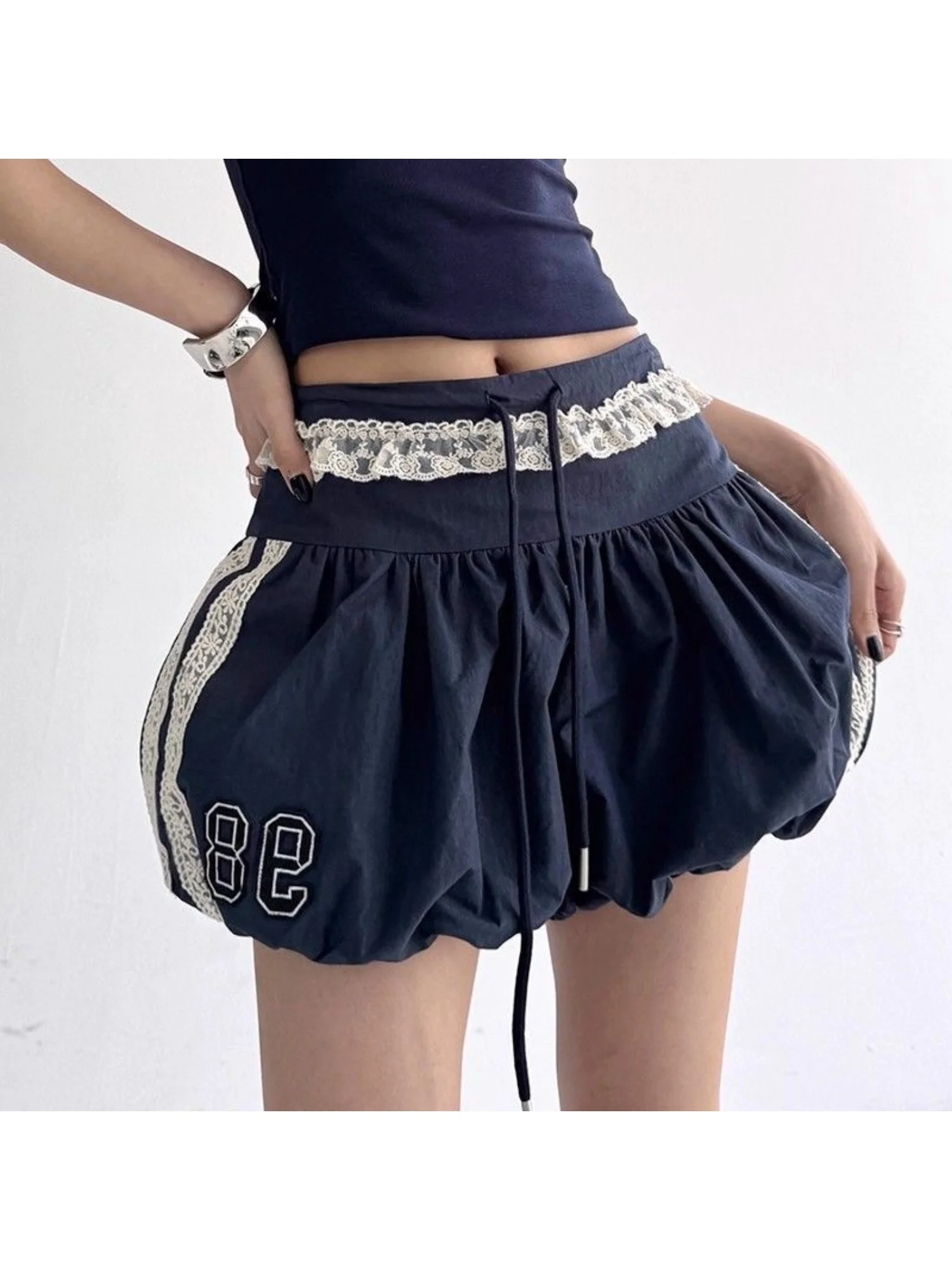Women's Lace Trim High Waisted Bubble Shorts American Style Number Embroidery Drawstring Casual Mini Skirt
Women's Lace Trim High Waisted Bubble Shorts American Style Number Embroidery Drawstring Casual Mini Skirt