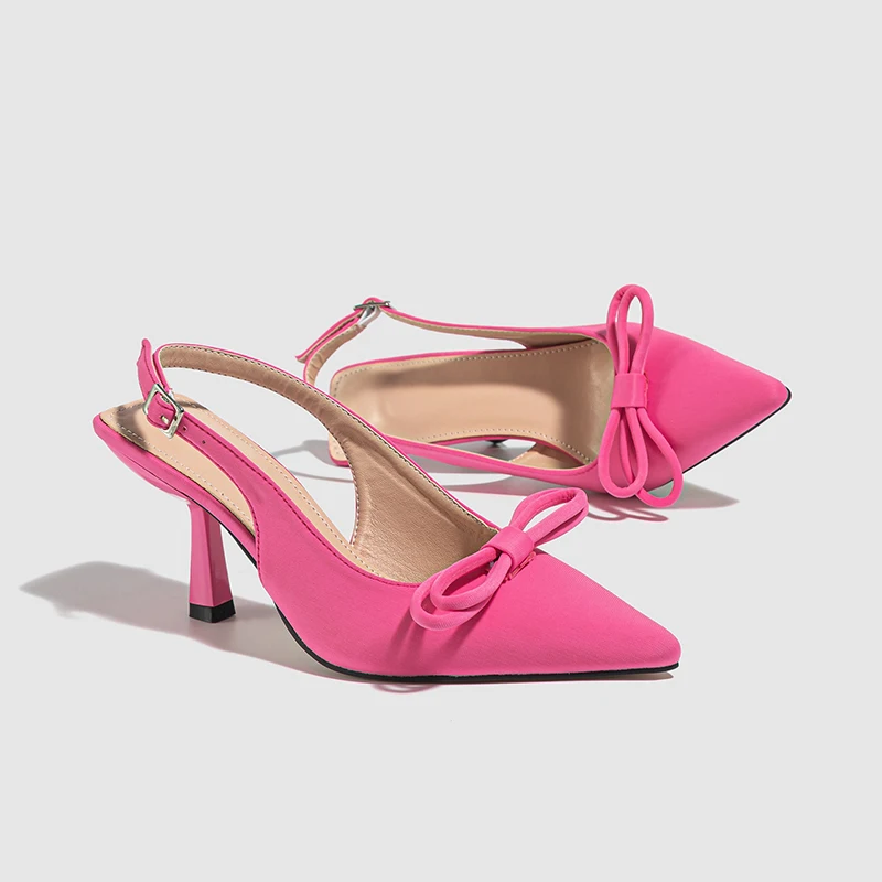Summer Pointed Bow Buckle Women's Sandals Stiletto High Heels Slingback Solid Color Women's Pumps Dress Shoes Ladies Size 35-42
Summer Pointed Bow Buckle Women's Sandals Stiletto High Heels Slingback Solid Color Women's Pumps Dress Shoes Ladies Size 35-42