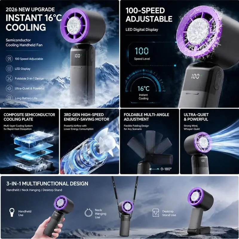 Portable High Speed Cooling Handheld Fan 2400mAh Rechargeable 100 Wind Speeds Adjustable Mini Foldable Air Cooling Turbo Fan
Portable High Speed Cooling Handheld Fan 2400mAh Rechargeable 100 Wind Speeds Adjustable Mini Foldable Air Cooling Turbo Fan