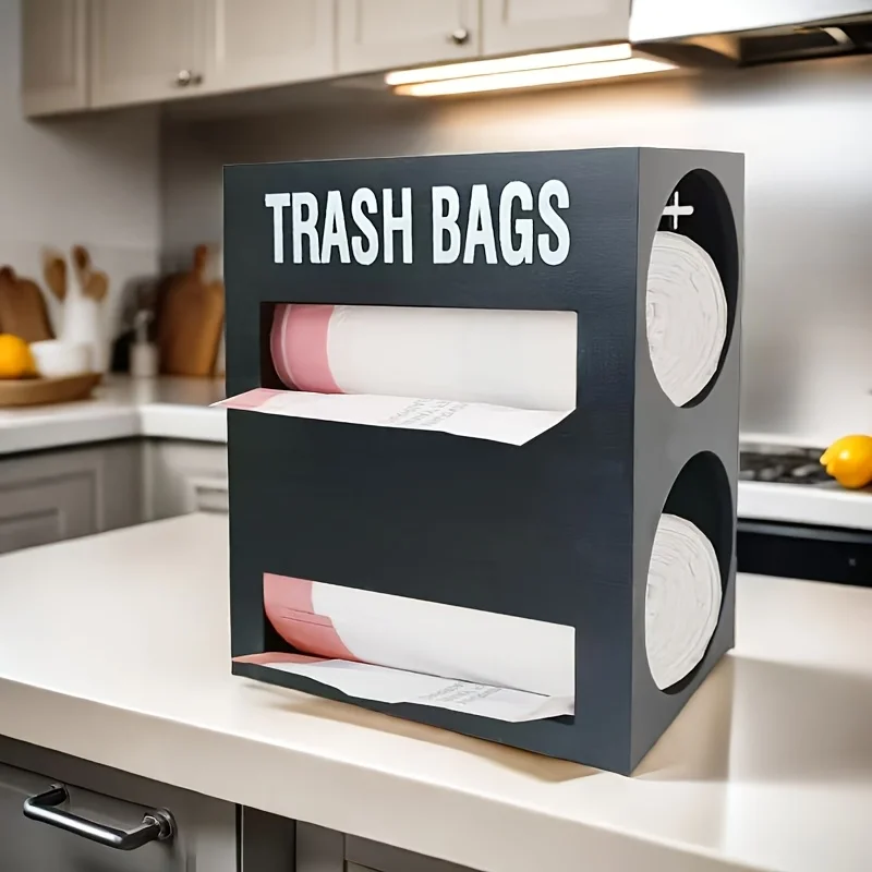 Large Heavy-Duty Wooden Trash Organizer with 2-in-1 & Hanging Shelf - Space-Saving Wall/Cabinet-Mountable Design, Under-Sink Organizer Suitable, Bathroom - White/Black Wood, Large Capacity Dispenser & Storage Box
Large Heavy-Duty Wooden Trash Organizer with 2-in-1 & Hanging Shelf - Space-Saving Wall/Cabinet-Mountable Design, Under-Sink Organizer Suitable, Bathroom - White/Black Wood, Large Capacity Dispenser & Storage Box