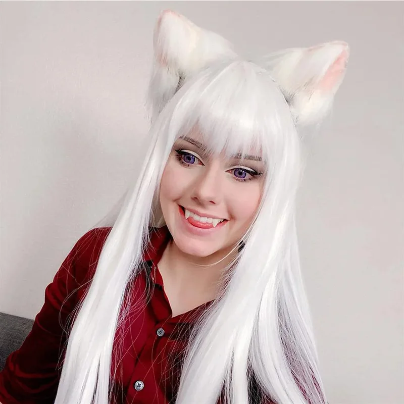 White 26-inch synthetic wig for long straight hair, Halloween cosplay costume, role-playing party, high-temperature hair cap
White 26-inch synthetic wig for long straight hair, Halloween cosplay costume, role-playing party, high-temperature hair cap
