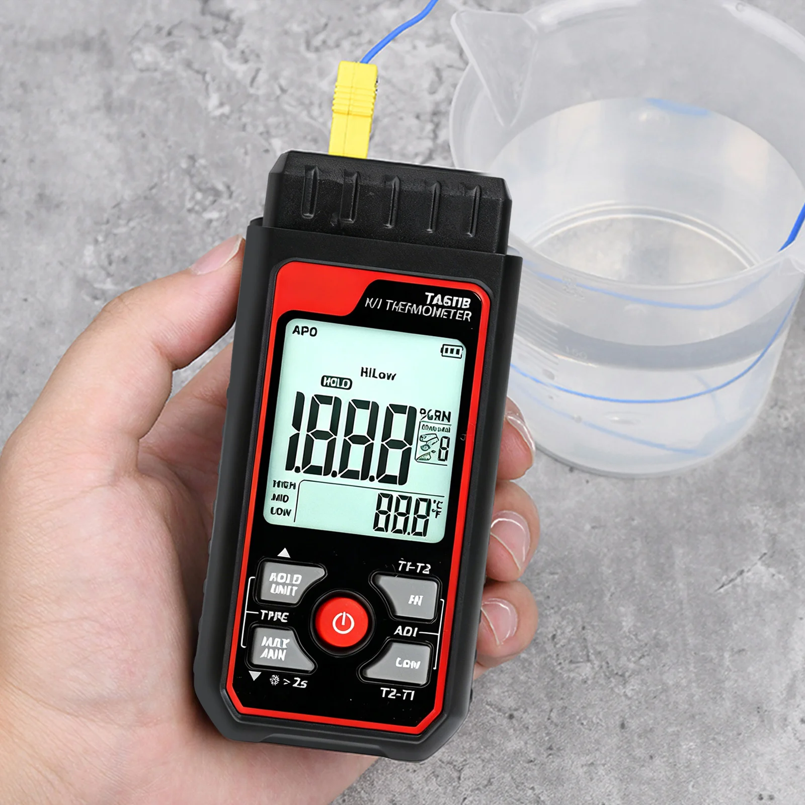 Точное измерение температуры цифровой термометр около 167 мм 6,57 дюйма двухканальный цифровой термометр K-типа термопара
Точное измерение температуры цифровой термометр около 167 мм 6,57 дюйма двухканальный цифровой термометр K-типа термопара