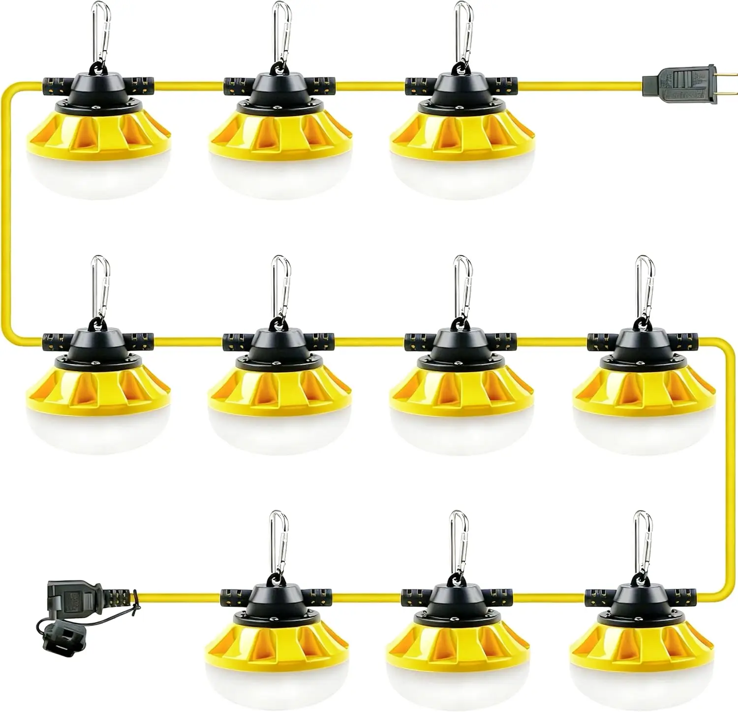 100FT LED Construction String Lights, 100W 10000LM, 10 Bulbs, Linkable, 5000K, Weatherproof for Job Site
100FT LED Construction String Lights, 100W 10000LM, 10 Bulbs, Linkable, 5000K, Weatherproof for Job Site