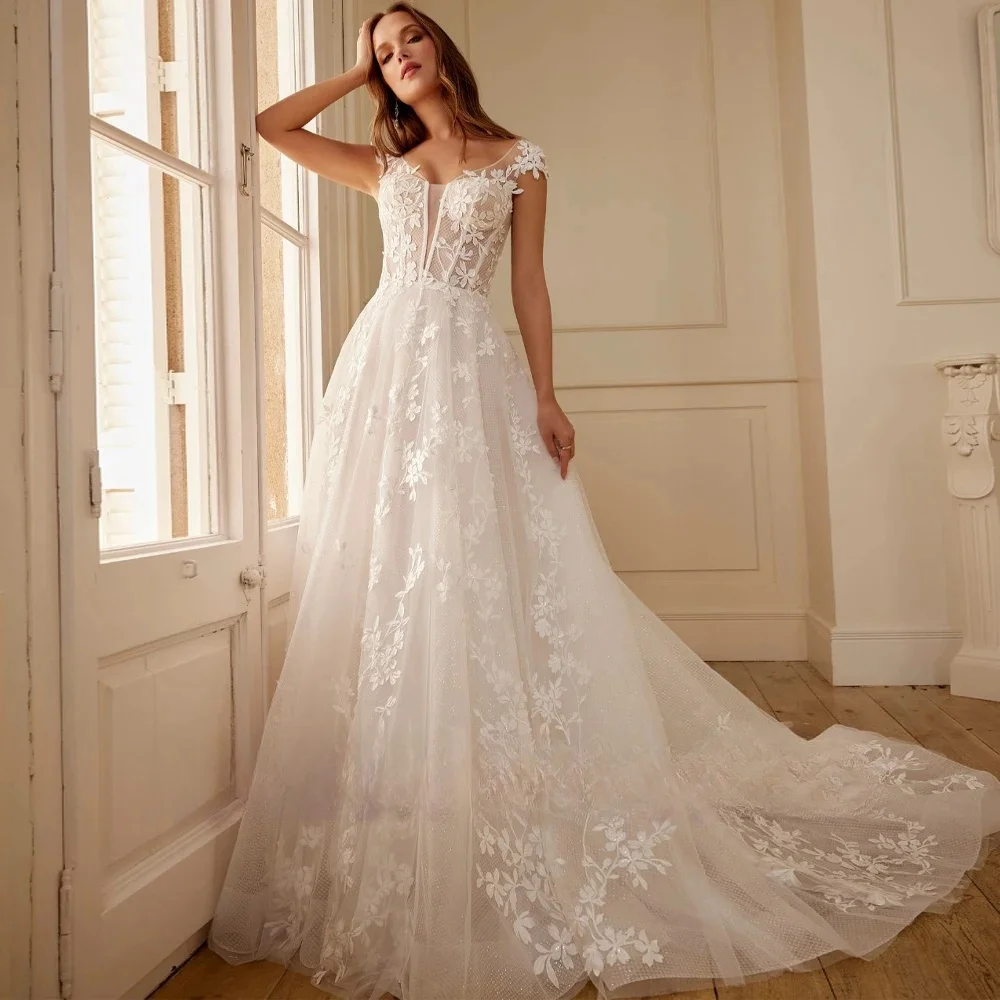 Великолепные платья трапециевидной формы по индивидуальному заказу, Vestidos De Novia, с короткими рукавами и глубоким v-образным вырезом, кружевные свадебные платья, аппликации, Vestido De Noiva
Великолепные платья трапециевидной формы по индивидуальному заказу, Vestidos De Novia, с короткими рукавами и глубоким v-образным вырезом, кружевные свадебные платья, аппликации, Vestido De Noiva