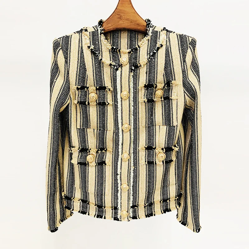 2022 Autumn And Winter New Sequins Tweed Loose Fringe Round Neck Jacket + Striped Shorts Suit Women
2022 Autumn And Winter New Sequins Tweed Loose Fringe Round Neck Jacket + Striped Shorts Suit Women