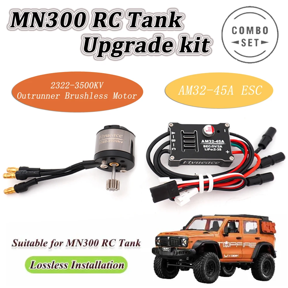 Flyueace 2322 3500KV Motor AM32 45A ESC Brushless Combo Set for 1:12 MN300 RC Crawler Car Tank Model DIY Upgrade Accessories
Flyueace 2322 3500KV Motor AM32 45A ESC Brushless Combo Set for 1:12 MN300 RC Crawler Car Tank Model DIY Upgrade Accessories