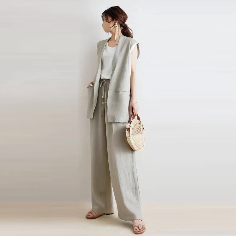 Hot Girl Suit Women's Summer Double Pocket Vest Top Lace-up Casual Wide Leg Pants Two-piece Set Fashion Female Clothes
Hot Girl Suit Women's Summer Double Pocket Vest Top Lace-up Casual Wide Leg Pants Two-piece Set Fashion Female Clothes