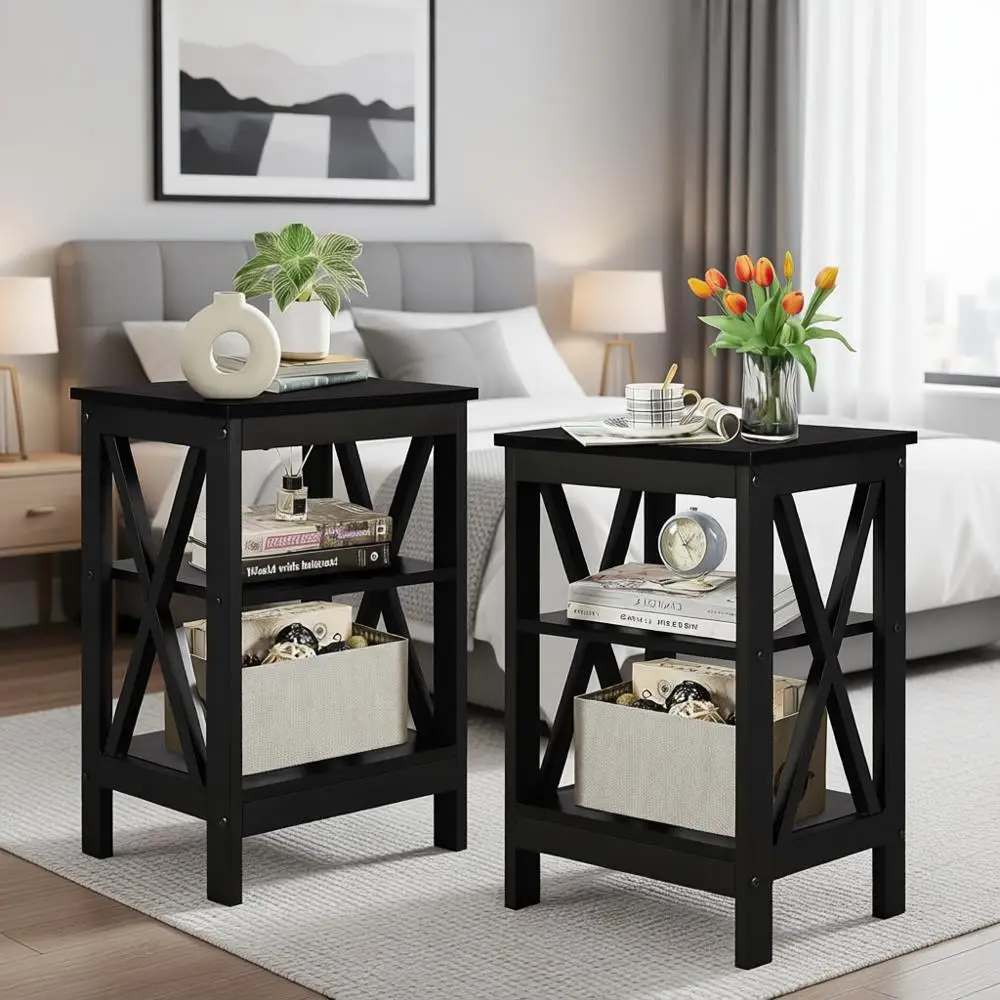 Contemporary X-Frame Side Table with Storage Shelf for Bedroom or Living Room
Contemporary X-Frame Side Table with Storage Shelf for Bedroom or Living Room