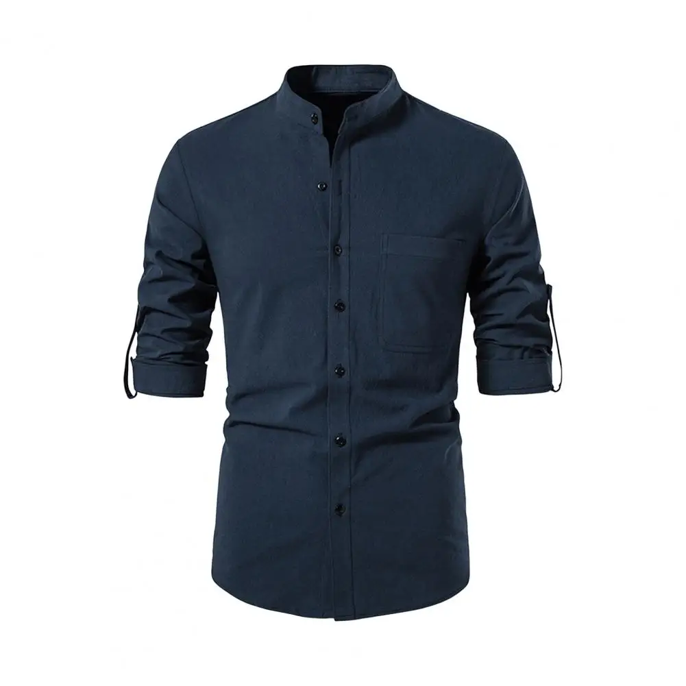Casual Summer Shirt Men Shirt with Chest Pocket Men's Slim Fit Stand Collar Shirt with Chest Pocket Soft for Spring
Casual Summer Shirt Men Shirt with Chest Pocket Men's Slim Fit Stand Collar Shirt with Chest Pocket Soft for Spring