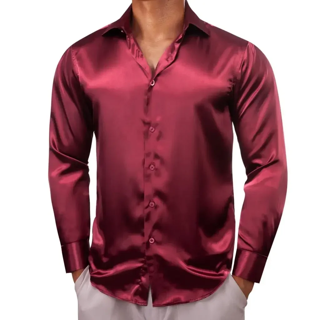 30 Colors Shirts for Men Long Sleeve Silk Solid Satin Red Blue Green Yellow Gold Purple Silver Male Clothing Casual
30 Colors Shirts for Men Long Sleeve Silk Solid Satin Red Blue Green Yellow Gold Purple Silver Male Clothing Casual