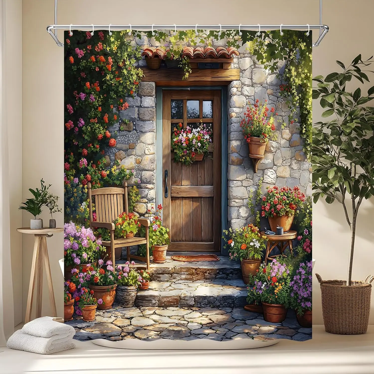 Rustic Farmhouse Shower Curtain Italian Street Tuscan Country Flower Vine Nature Garden Spring Courtyard Stone Wall Floral Plant
Rustic Farmhouse Shower Curtain Italian Street Tuscan Country Flower Vine Nature Garden Spring Courtyard Stone Wall Floral Plant