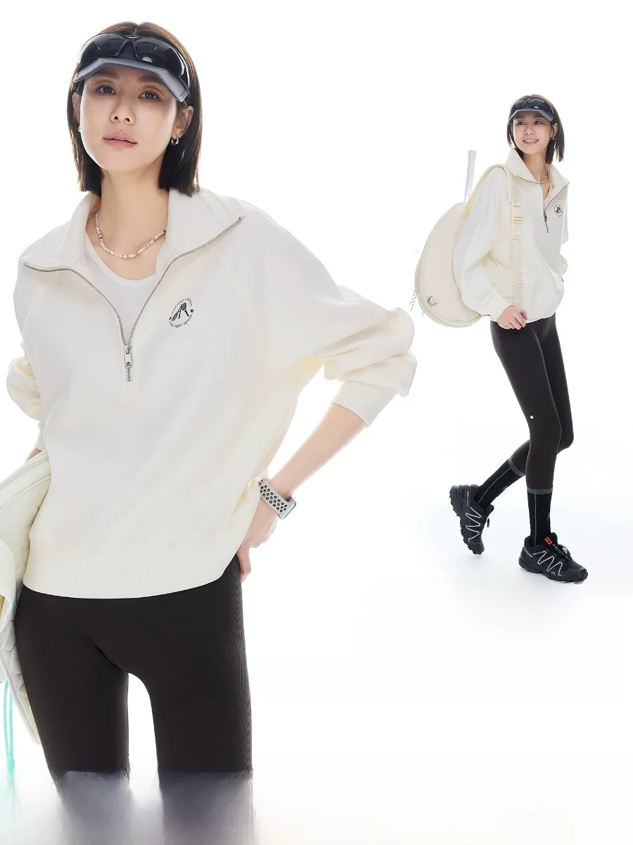 Cloud White Half Zip Shoulder Sleeve Sweatshirt Women's Spring Casual Style Breathable Air Layering Comfortable Long Sleeve
Cloud White Half Zip Shoulder Sleeve Sweatshirt Women's Spring Casual Style Breathable Air Layering Comfortable Long Sleeve