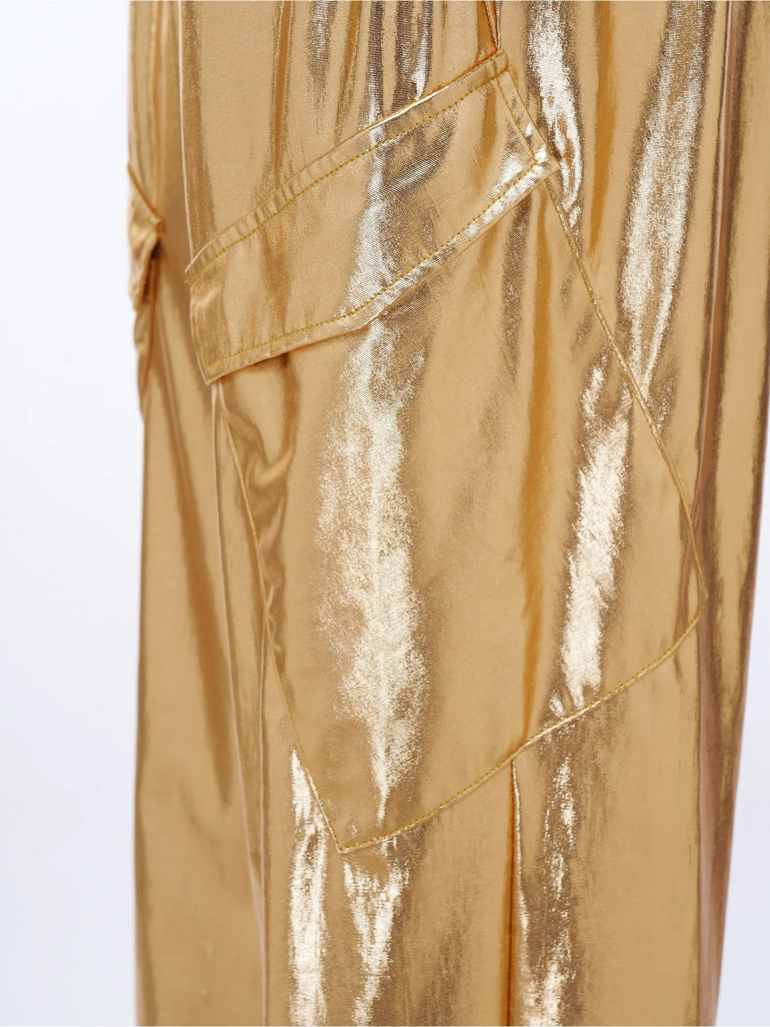 Women Metallic Modern Street Dance Cargo Pants Shiny Elastic Waistband Multi-pockets Jogger Trousers for Hip Hop Music Stage
Women Metallic Modern Street Dance Cargo Pants Shiny Elastic Waistband Multi-pockets Jogger Trousers for Hip Hop Music Stage
