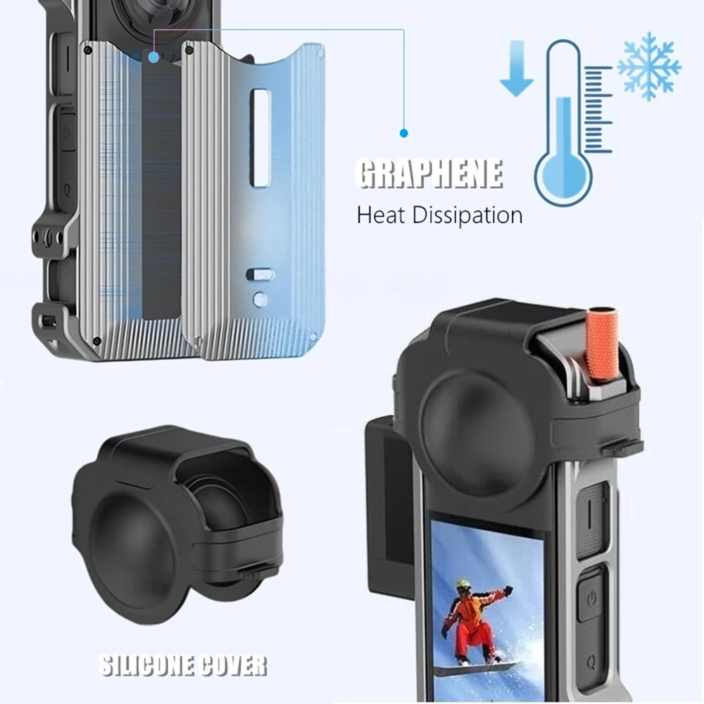 Металлическая защитная рамка с силиконовым чехлом, предназначенная для камеры Insta360 X4, с графеновым материалом для быстрого рассеивания тепла
Металлическая защитная рамка с силиконовым чехлом, предназначенная для камеры Insta360 X4, с графеновым материалом для быстрого рассеивания тепла