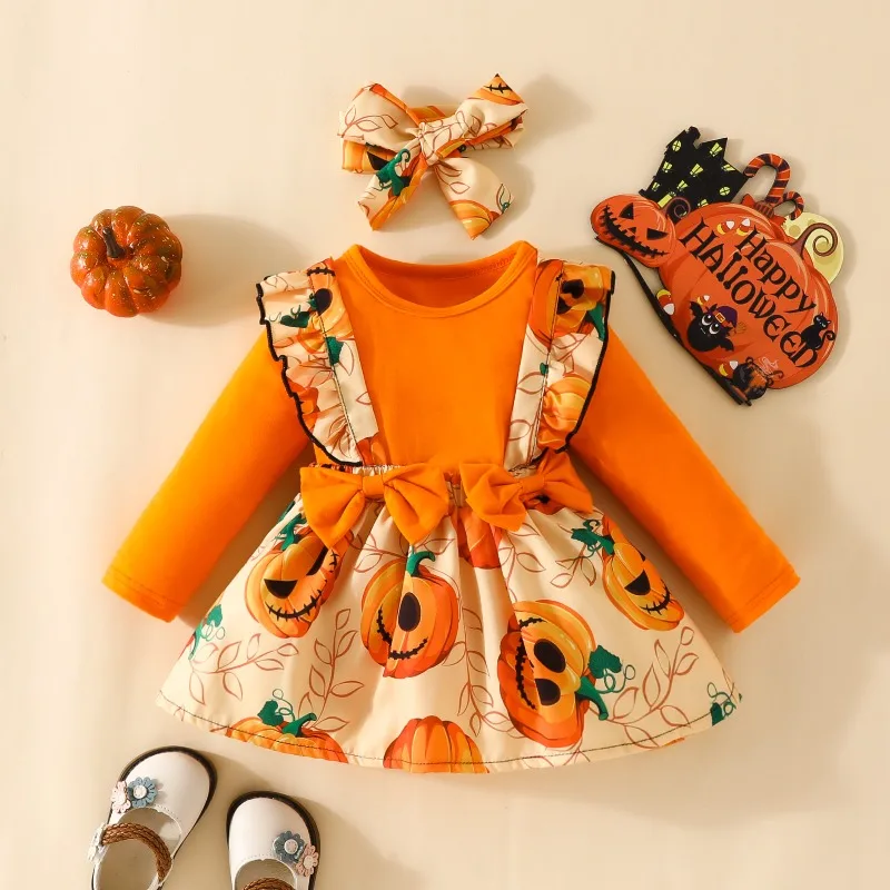Newborn Baby Girl Clothes Halloween Outfit Suit Orange Short Bodysuit Ruffle Pumpkin Print Bow Skirt Cute Baby Costume 3pcs
Newborn Baby Girl Clothes Halloween Outfit Suit Orange Short Bodysuit Ruffle Pumpkin Print Bow Skirt Cute Baby Costume 3pcs