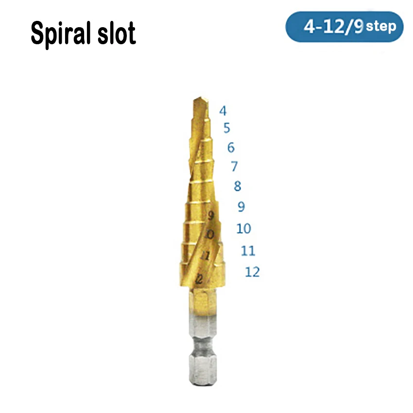 Metal Drill Step Drill Bit Spiral Flute Steel Cone Titanium Coated Mini Spiral Drill Bit Tool Hole Cutter 9 Types Choice Wood
Metal Drill Step Drill Bit Spiral Flute Steel Cone Titanium Coated Mini Spiral Drill Bit Tool Hole Cutter 9 Types Choice Wood