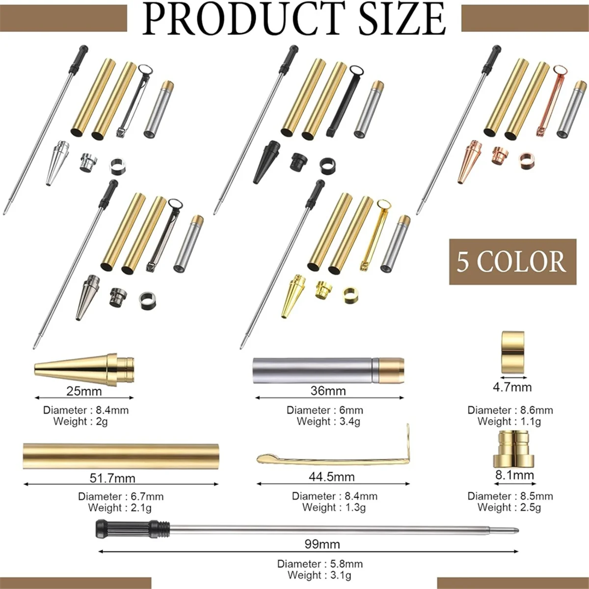 A002 10 Sets of Wood Turning Pen Kit Project Supplies 7mm Slim Pen Kit with Refills and Pen Blanks Wood for Lathe Turning
A002 10 Sets of Wood Turning Pen Kit Project Supplies 7mm Slim Pen Kit with Refills and Pen Blanks Wood for Lathe Turning