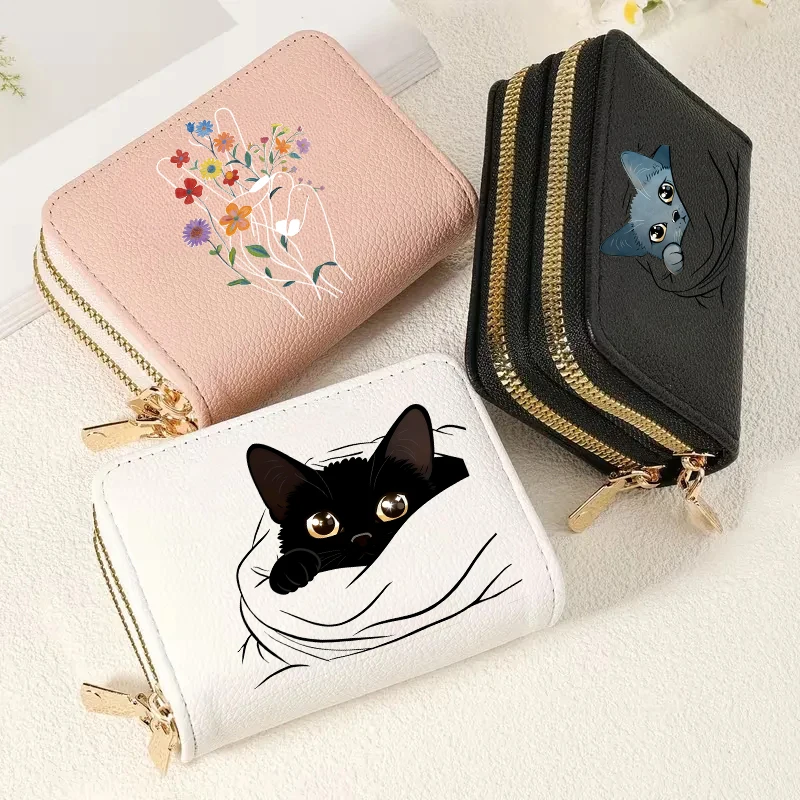Flower Cat Women's Double Zipper Wallet Lychee Pattern Fashion Short Credit Card Holder with Large Capacity Coin Purse
Flower Cat Women's Double Zipper Wallet Lychee Pattern Fashion Short Credit Card Holder with Large Capacity Coin Purse
