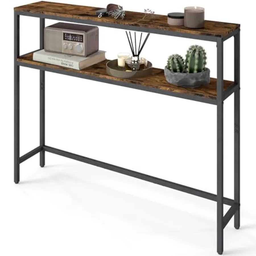 Console Table 2-Tier Narrow Sofa Table with 2 Shelves 7.9 x 39.4 x 31.5 Inches for Living Room Hallway Entryway Rustic Brown an
Console Table 2-Tier Narrow Sofa Table with 2 Shelves 7.9 x 39.4 x 31.5 Inches for Living Room Hallway Entryway Rustic Brown an