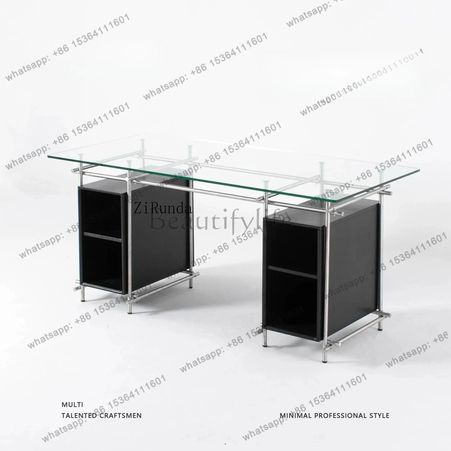 D06Italian minimalist tempered glass desk stainless steel desk long workbench
D06Italian minimalist tempered glass desk stainless steel desk long workbench