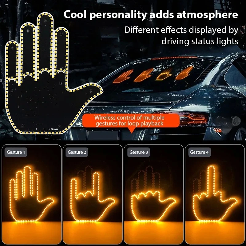 Car LED Illuminated Gesture Light Car Finger Light with Remote Road Rage Signs Middle Finger Gesture Light Hand Reminder Lamp
Car LED Illuminated Gesture Light Car Finger Light with Remote Road Rage Signs Middle Finger Gesture Light Hand Reminder Lamp